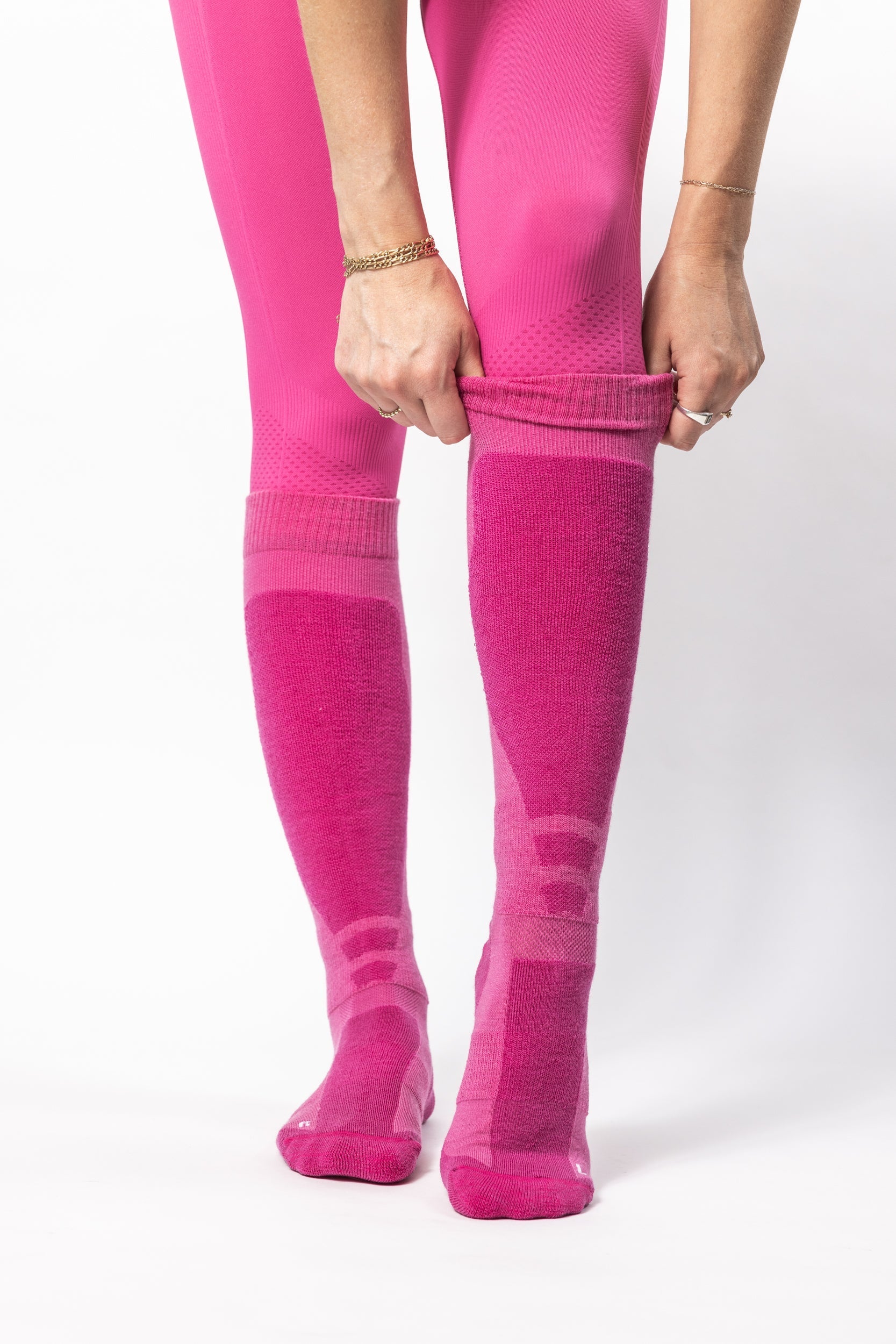 Light Cushion Ski Sock - Alpenglow Pink