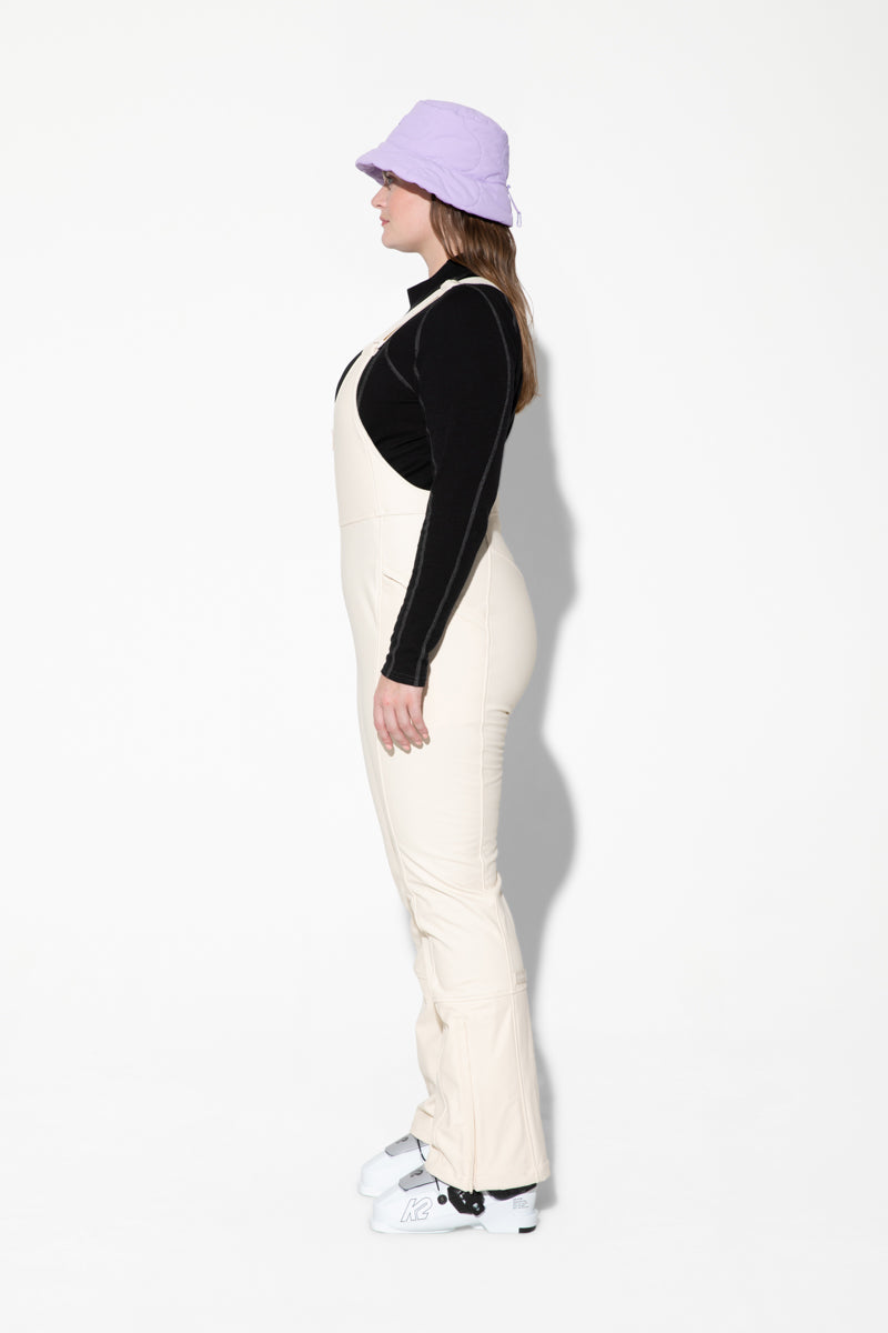 Isabel Soft Shell Bib Pant - Short Length - Oatmilk White